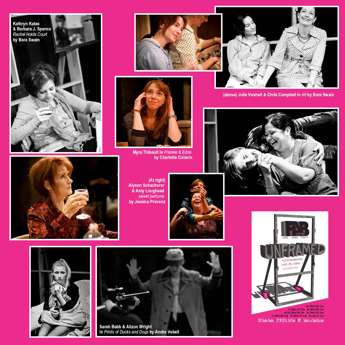 Collage of different plays written and played by women